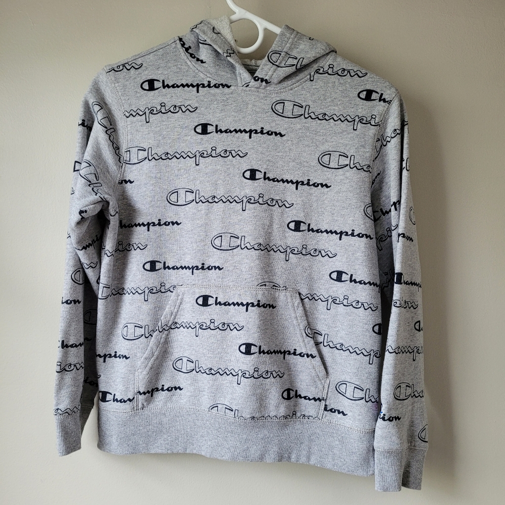 CHAMPION Hoodie Pullover Sweatshirt Boys Large Gray